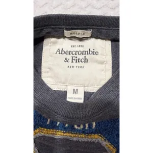 Abercrombie & Fitch Muscle Fit T-Shirt Gray Chenille Varsity Patch Size M thumbnail 6