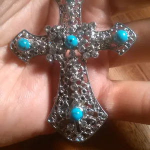 Blue Howlite Silvertone and Stainless Steel Pendant Necklace thumbnail 9