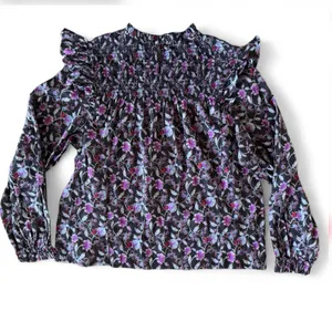 NWT Gap Medium Ruffle Shoulders sleeves Long Long Sleeve Floral High Neck Blouse thumbnail 2