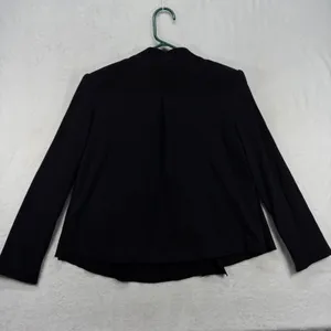 Alice + Olivia‎ Black Lamb Leather wool Combo Drape Front Jacket Blazer XS READ thumbnail 6