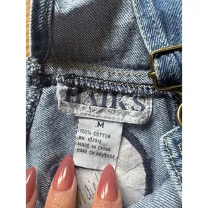 Haiks Country Patch Work Denim Overalls Blue Size Women I think Medium VTG READ thumbnail 3