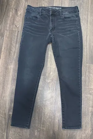 American Eagle washed black 12 short normcore jeggings thumbnail 1