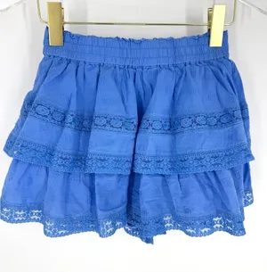 Altar'd State Winslow Blue Tiered Lace Clip Dot Mini Skort XS Boho Cottagecore thumbnail 1