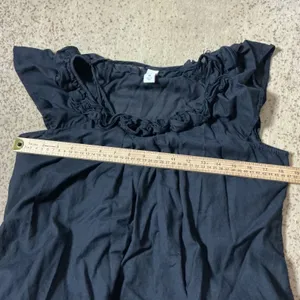 Old Navy Black Ruffle Neck Sleeveless Shift Dress Womens M Black Flounce thumbnail 6