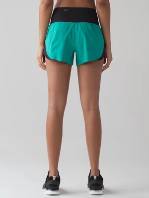 Lululemon Smooth Stride Shorts 4 Viridian Green Black Running Brief Lined Zip thumbnail 2