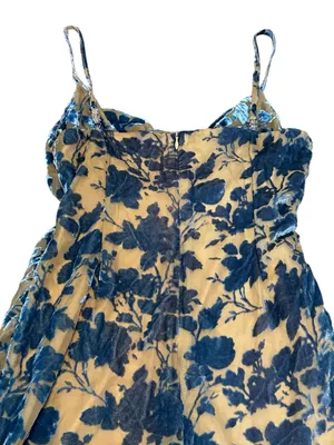 Womens Velvet Burnout Floral Slip Mini Dress Cowl Neck Party Cocktail Going Out thumbnail 4