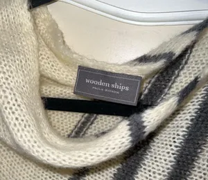 Wooden Ships by Paola Buendia Gray Striped Poncho Style Wool Blend Sweater Top thumbnail 2