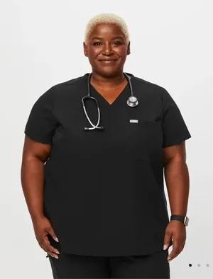 Figs Black Scrub Top 4X thumbnail 1
