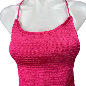 Free People Right On Time Pink Sleeveless Smocked Cami Camisole Crop Tank Top M thumbnail 9