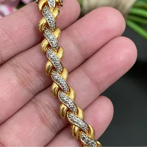 PAJ BR China Gold-tone Diamond Illusion Box Clasp Double Prong X Link Bracelet thumbnail 5