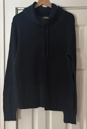 Ralph Lauren Waffle Knit‎ Cowel Neck Navy Sweater Size XL EUC thumbnail 1