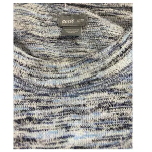 Aerie Cropped Long Sleeve Top Drawstring Hem Marled Gray/Blue XS Casual thumbnail 4