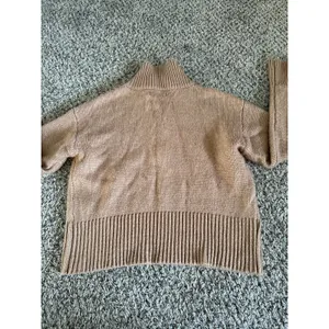 Sonoma Women's Tan Quarter Snap‎ Cropped Knit Sweater Size Small thumbnail 8