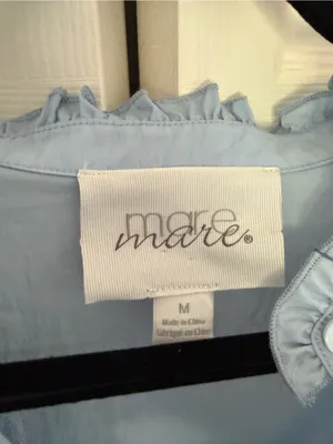 Anthropologie Mare Mare Long-Sleeve Cinched Front Top Pastel Blue Blouse Medium thumbnail 5