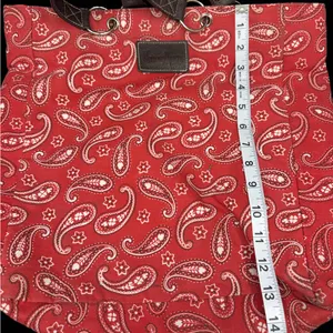 Neiman Marcus Red Paisley Tote Bag thumbnail 3
