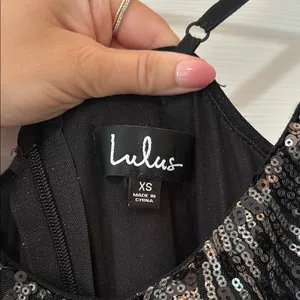 Lulu’s Black and Silver/Gold Sequin Evening Dress thumbnail 8
