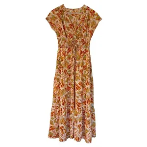 Kilig Amazon yellow floral smocked midi dress small thumbnail 3