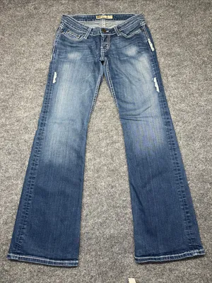 BKE Women's Medium Blue Low-Rise Bootcut Jeans with Subtle Distress thumbnail 1