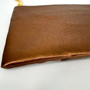 Dominique Cohen Metallic Copper Pleated Clutch‎ with Chain and Horn Detail OS thumbnail 5