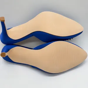 Coutgo Womens Royal Blue Satin Rhinestone Buckle Pointed Toe Mules Stiletto Sz 8 thumbnail 10