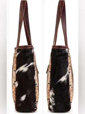 Myra Bag Southwestern Tapestry Hair-On-Hide Leather Tote Bag thumbnail 3