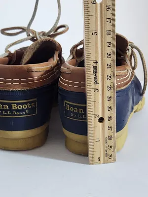 L.L. Bean Tan and Navy Womens Bean Boots Rubber Mocs Size 6 Wide thumbnail 9