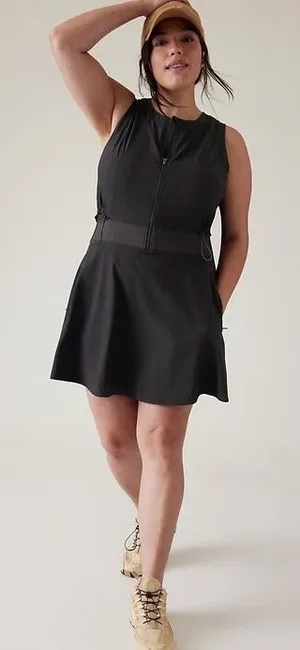 Athleta Dress Venture Out 12 Black Athletic Hiking Zip Front Built-in Shorts thumbnail 1