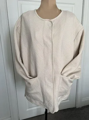 Sanctuary Anthropology Textured Knit Snap Close Shacket Jacket Cream Size S thumbnail 5