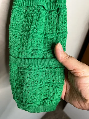 Cider Kelly Green‎ Ribbed Cropped Button-Up Exaggerated Cuff Cardigan Sweater thumbnail 4