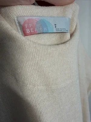 Free People Beach Scoop Neck‎ Ribbed Cream Be Happy Pinafore Dress Small thumbnail 5