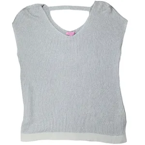 Lilly Pulitzer Silver Gilly Metallic Knit Dolman Sweater Top‎ Open Back 24423 M thumbnail 1