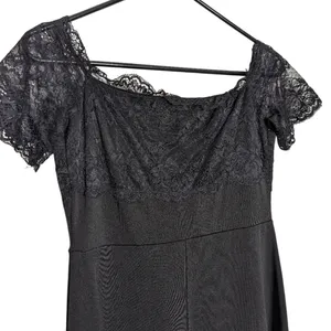 Black Lace Up Dress Off-Shoulder Grommet M Dark Romantic Whimsigoth Witchy‎ Sexy thumbnail 7