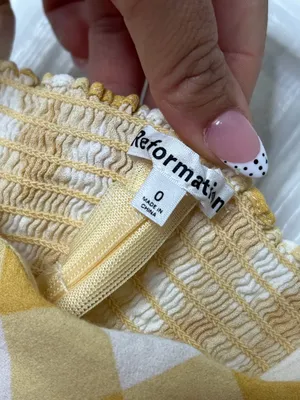 Reformation Meyer Top Yellow Gingham Coquette Cottagecore Picnic Girl Cami Sz 0 thumbnail 4