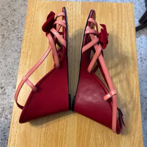 L.K. Bennett red heel red bow with sling back strap 9.5 Pink thumbnail 5