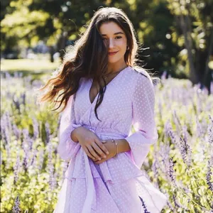 ✨HP✨Plunging Neck Double Layer Hem Swiss Dot Dress✨ thumbnail 2