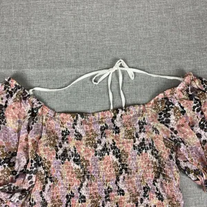 Free People Blouse Womens Small Off Shoulder Puff Sleeve Cropped Floral thumbnail 4