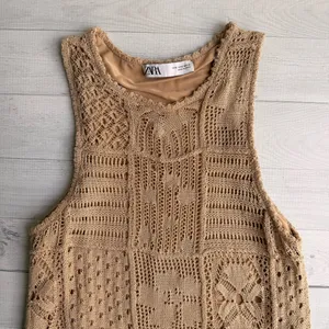 Zara Beige Crochet Dress Size S thumbnail 6