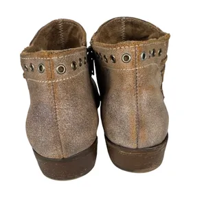 Minnetonka Brenna Womens Distressed Brown Leather Side Lace Zip Ankle Boots 9.5 thumbnail 2