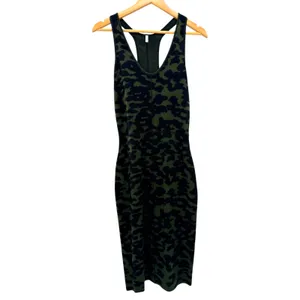 Faith Connexion Paris Wool Silk Leopard Camo‎ Jacquard Racerback Midi Dress L thumbnail 4