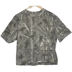 NEW Abercrombie & Fitch Essentials Cropped Gray Camo Short Sleeve Crop Top Sz XS thumbnail 2