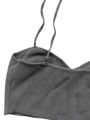 Zara Dusty Blue Ribbed Knit Crop Top Sweetheart Shirt Silhouette Large Women's thumbnail 3