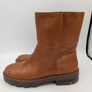 Vince Camuto Telvanni Tan Leather Faux‎ Fur Lined Lug Sole Boots Womens 8.5 M thumbnail 2