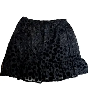 Lulus Black Velvet Polka Dot Ruffle Mini Skirt‎ Size S thumbnail 5