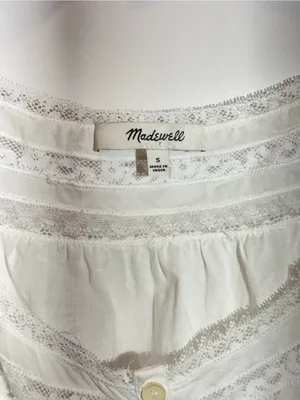 Madewell White Lace Insert Pintuck Cotton Voile Sleeveless Lightweight Top Sz S thumbnail 7