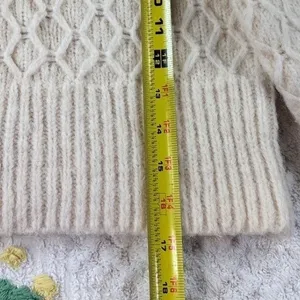 West of Melrose‎ Cream Cable Knit Balloon Sleeve Sweater Ivory XS Honeycomb thumbnail 5