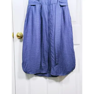 Reiss Keeley Sleeveless Belted Midi Dress Hemp Size 4 Blue Classic Quiet Luxury thumbnail 7