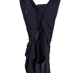 La Femme Navy Ruched Jersey V-Neck Slit Formal Gown Dress Tie Up Back Size 0 thumbnail 7