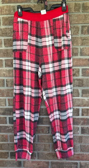 PINK Victoria's Secret Red & Pink Plaid Pajama Pants thumbnail 1