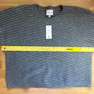 Chunky Boxy Soft Grey Oversized Bat Sleeve Sweater Pink Rose NWT XL thumbnail 5