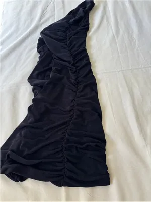 Sexy Black One-Shoulder Ruched Mini Bodycon Dress - Size Small thumbnail 6